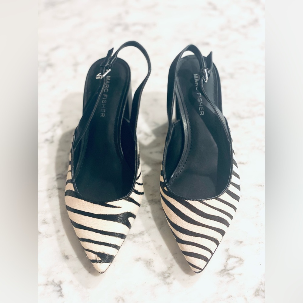 Marc Fisher Zebra Print Block Heels, Size 6 - image 4